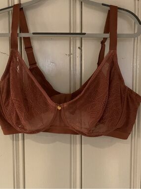 Lace Unlined Support Bra - Brown